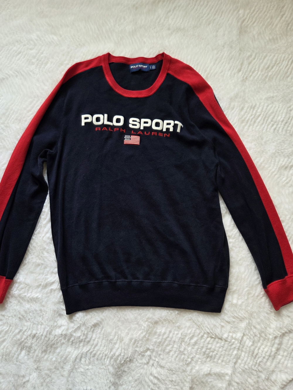 Polo by Ralph Lauren Navy Crewneck Sweater with Red Accents